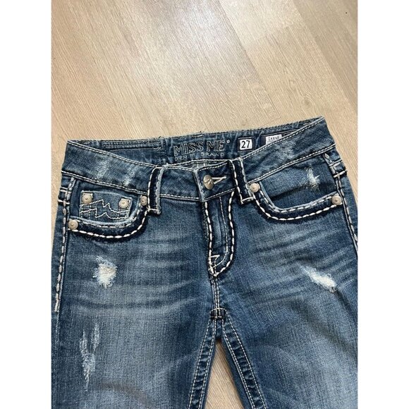 Miss Me Irene Capri Jeans Distressed Destroyed Flap Pocket sz 27 - Picture 4 of 16